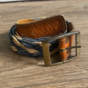 Vintage Levi’s orange tab denim & leather woven men’s 38 belt. Retro